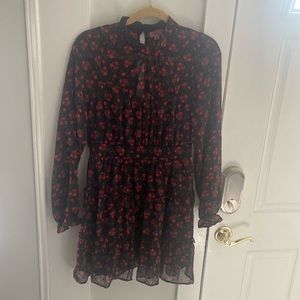 Black floral sleeved dress